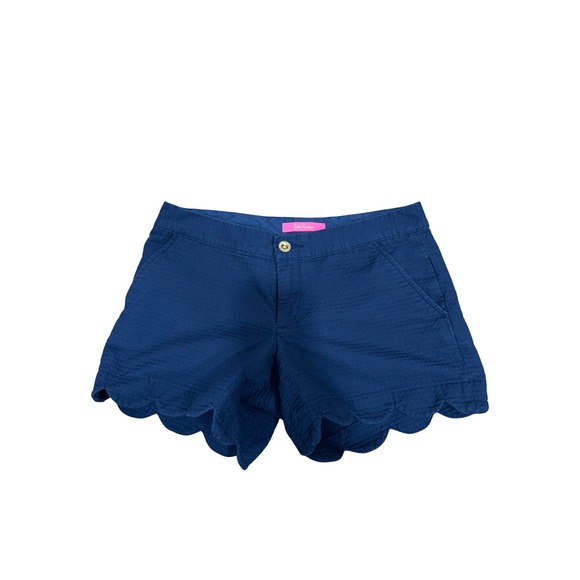 Lilly Pulitzer Pants - Lilly Pulitzer Buttercup Scallop Hem Shorts Size 2 Navy Preppy Coastal Summer